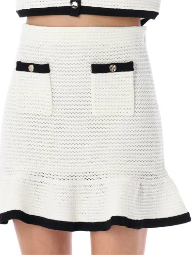 Shop Self-portrait Crochet Skirt For Women In White