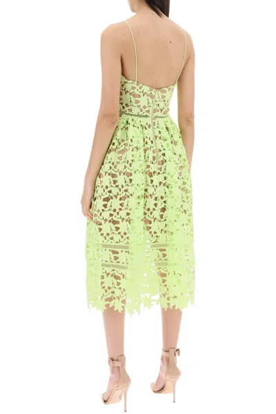 Shop Self-portrait Elegant Green Floral Lace Midi Dress For Women