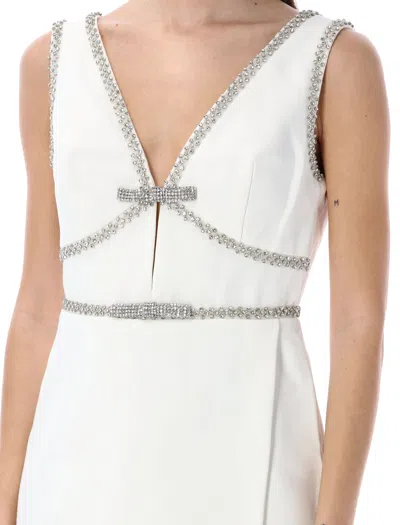Shop Self-portrait Elegant White Bonded Crepe Bow Mini Dress