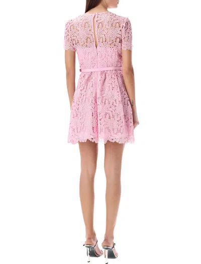Shop Self-portrait Pink Guipure Lace Mini Dress