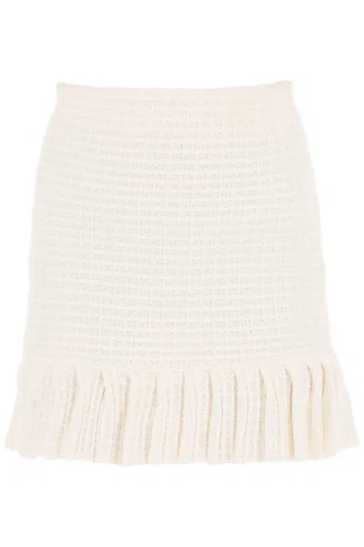 Shop Self-portrait White Sequin Knit Mini Skirt For Women
