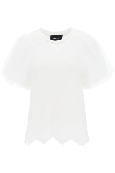 Shop Simone Rocha A-line Puff Sleeve T-shirt For Women In White