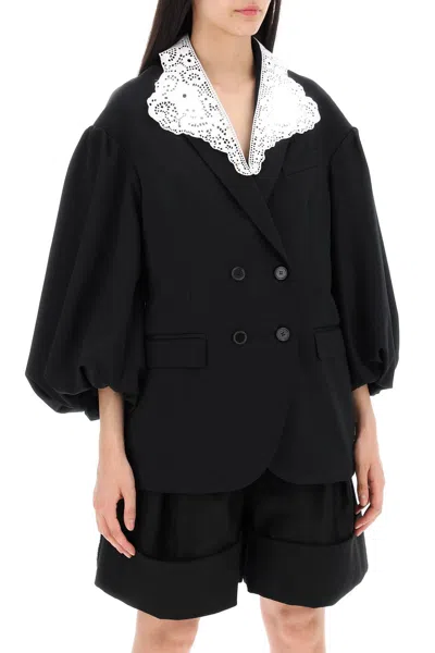 Shop Simone Rocha Black Oversized Blazer With Lace For Women