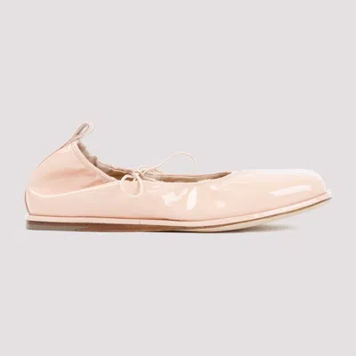 Shop Simone Rocha Nude Patent Leather Heart Toe Lace-up Ballerina Flats For Women In Beige