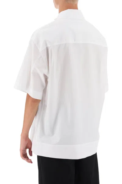 Shop Simone Rocha Oversized White Cotton Poplin Shirt With Pearl Appliqués For Men