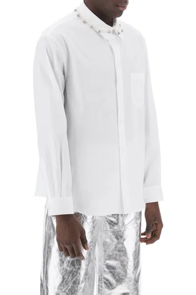 Shop Simone Rocha Pearl And Bell Collar Shirt For Men In White