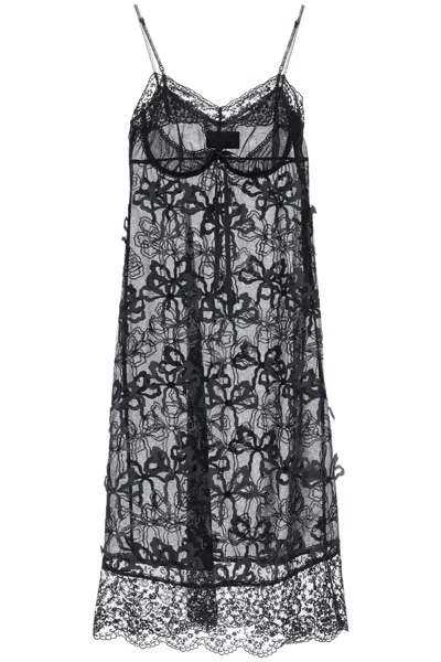 Shop Simone Rocha Romantic & Sensual Embroidered Tulle Slip Dress For Women In Black