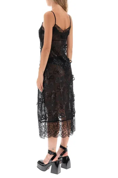 Shop Simone Rocha Romantic & Sensual Embroidered Tulle Slip Dress For Women In Black