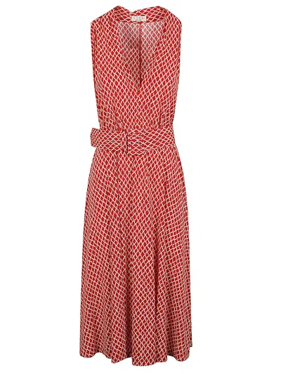 Shop Siyu Elegant Red V-neck Midi Dress For Women