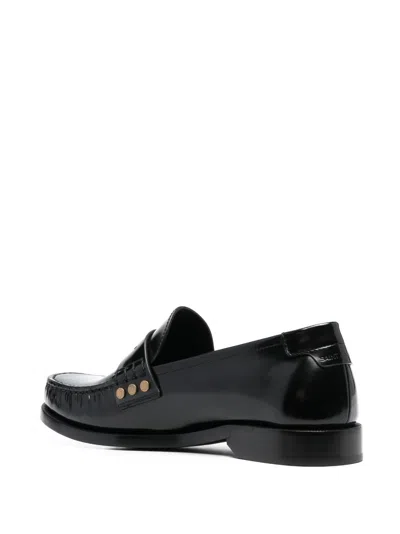Shop Saint Laurent Sleek And Sophisticated Black Leather Loafers For Women From  Fw23 Collection
