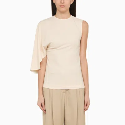 Shop Stella Mccartney One-shoulder Chalk-colored Viscose Sweater For Women In White