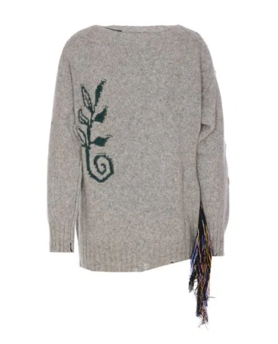 Shop Stella Mccartney Art Embroidered Wool Sweater For Women In Grey, Fw23 Collection