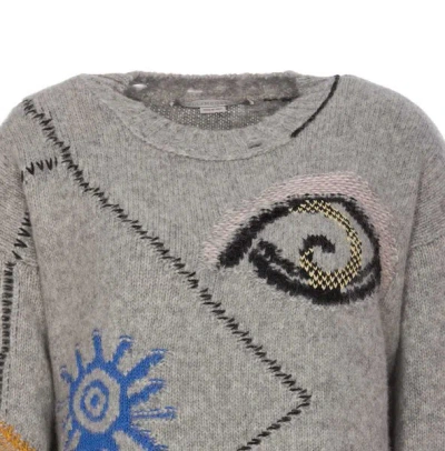 Shop Stella Mccartney Art Embroidered Wool Sweater For Women In Grey, Fw23 Collection