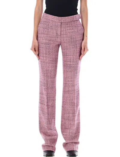 Shop Stella Mccartney Pink Wool Mouline Slim Fit Tailored Trousers For Women In Fw23 Season