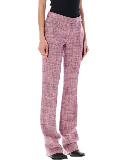 Shop Stella Mccartney Pink Wool Mouline Slim Fit Tailored Trousers For Women In Fw23 Season
