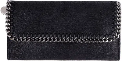 Shop Stella Mccartney Black Continental Wallet With Shaggy Deer Fabric And Ruthenium Chain Trim