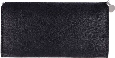 Shop Stella Mccartney Black Continental Wallet With Shaggy Deer Fabric And Ruthenium Chain Trim