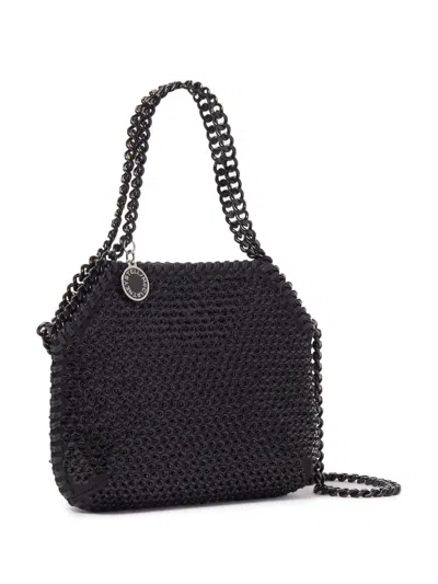 Shop Stella Mccartney Black Crystal Mesh Mini Tote Bag With Magnetic Fastening And Chain Link Detail