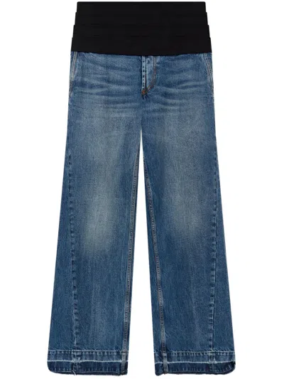 Shop Stella Mccartney Blue Denim Panelled Tuxedo Jeans In Navy