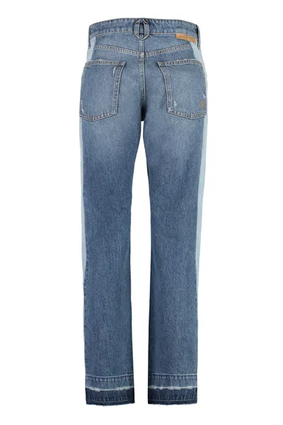 Shop Stella Mccartney Blue Distressed Straight-leg Jeans For Women In Denim