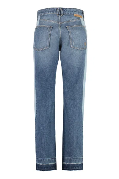 Stella Mccartney Blue Distressed Straight-leg Jeans For Women In Denim