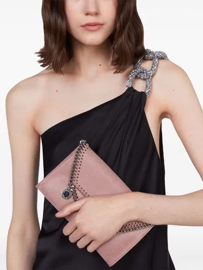 Shop Stella Mccartney Blush Pink Faux Leather Chain Trim Shoulder Bag