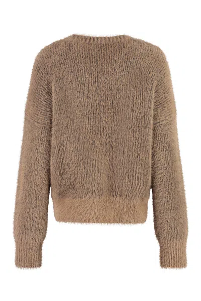 Shop Stella Mccartney Cozy Camel Long Sleeve Sweater For Women In Beige