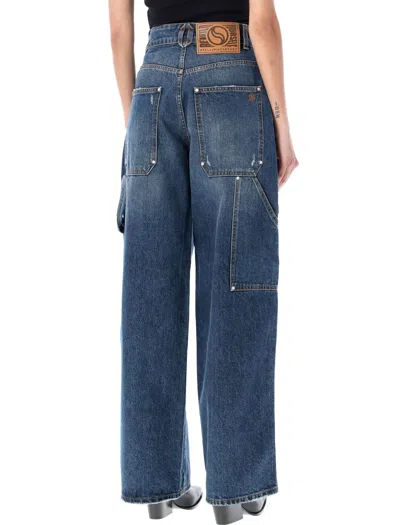Shop Stella Mccartney Dark Blue Vintage Cargo Denim Jeans For Women