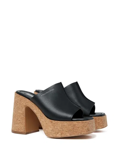 Shop Stella Mccartney Eco-conscious Black Square Toe Slip-on Sandals For Women
