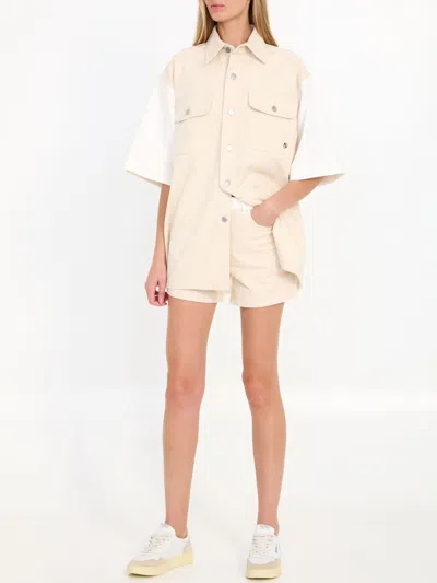 Shop Stella Mccartney Ecru And White Banana Shorts For Women In Us Size 26 In Beige