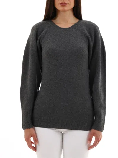 Shop Stella Mccartney Gray Wool Crewneck Sweater With Over Sleeves For Women In Grey