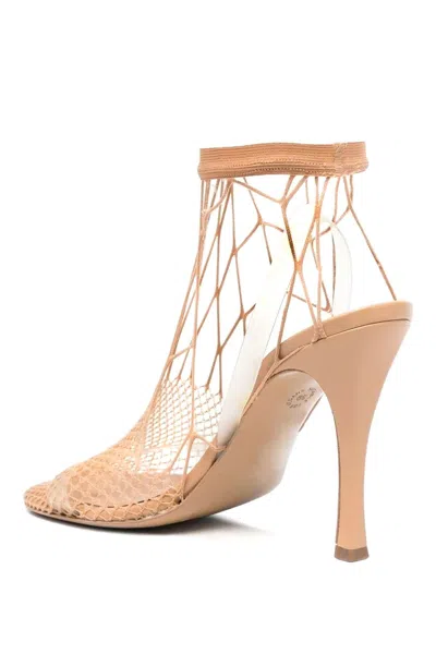 Shop Stella Mccartney Mesh Upper Sandals With Alter Mat Trim And Transparent Toecap In Beige