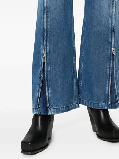 Shop Stella Mccartney Navy Blue Wide Leg Denim Cargo Jeans For Women