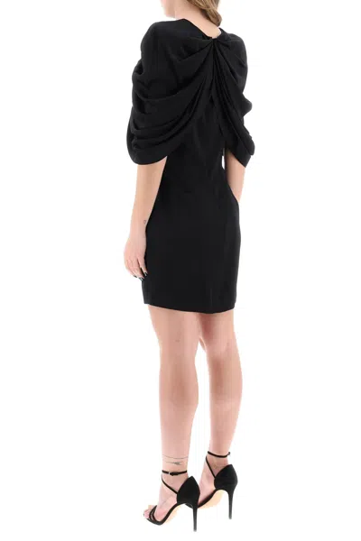 Shop Stella Mccartney Petal Sleeve Mini Dress In Black