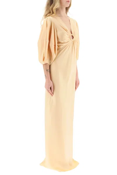 Shop Stella Mccartney Pink Satin Maxi Dress With Cut-out Ring Detail For Women