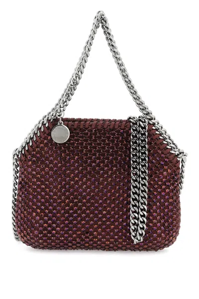 Shop Stella Mccartney Falabella Mini Handbag With Mesh And Crystals In Purple