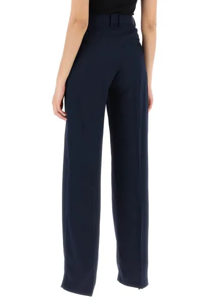 Shop Stella Mccartney Stylish Blu Pleated Palazzo Pants For Women | Sustainable Crepe Fabric | Ss24 Collection In Blue