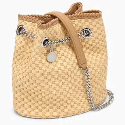 Shop Stella Mccartney Summer Raffia Bucket Handbag In Beige