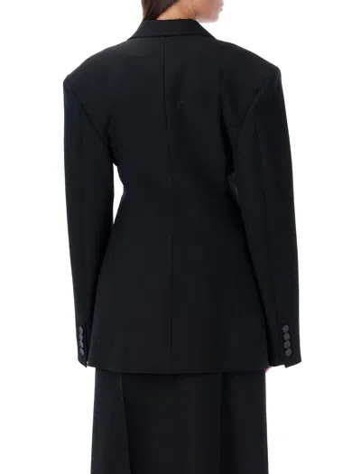 Shop Stella Mccartney Women's Black Double Breasted Jacket With Padded Shoulders