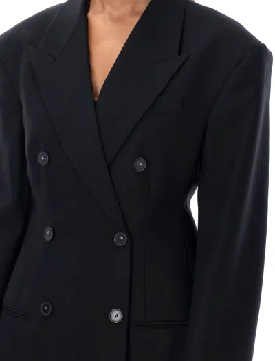 Shop Stella Mccartney Women's Black Double Breasted Jacket With Padded Shoulders