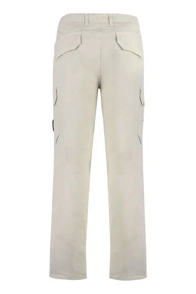Shop Stone Island Beige Cargo Trousers With Removable Logo Patch And Adjustable Ankle Drawstrings In Tan