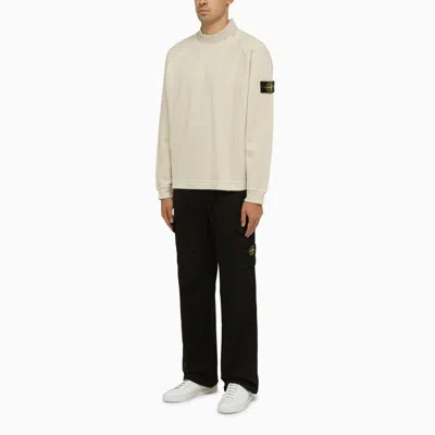 Shop Stone Island Nude & Neutral Compass Knit Crew Neck Sweater For Men In Beige
