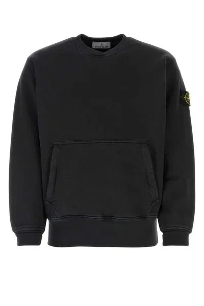 Shop Stone Island Sophisticated And Stylish Men's Cotton Sweatshirt With Iconic Logo Patch In Black