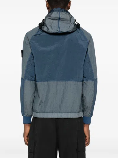 Shop Stone Island Men's Grey Polyamide Jacket For Ss24 In Navy