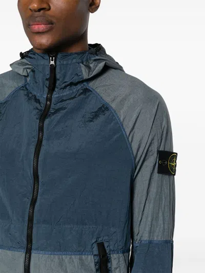 Shop Stone Island Men's Grey Polyamide Jacket For Ss24 In Navy