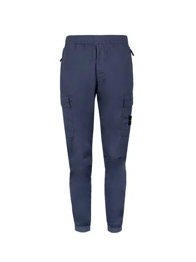 Shop Stone Island Blue Tapered Cargo Pants For Men In Ss24 Collection In Navy