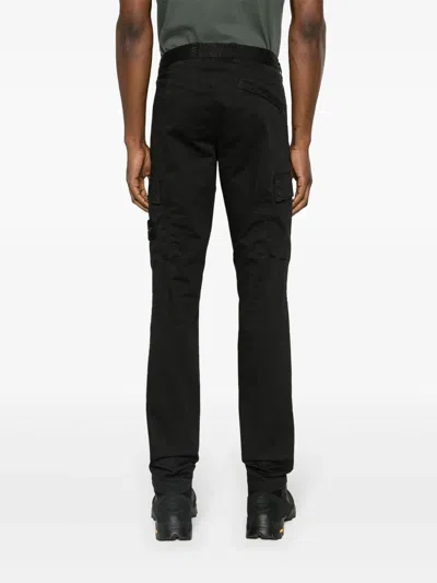 Shop Stone Island Compass-badge Cotton Skinny Trousers In Black