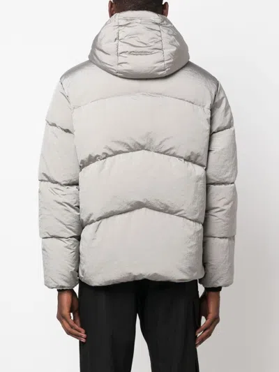 Shop Stone Island Men's Gray Reversible Nylon Down Jacket With Removable Logo Patch In Grey