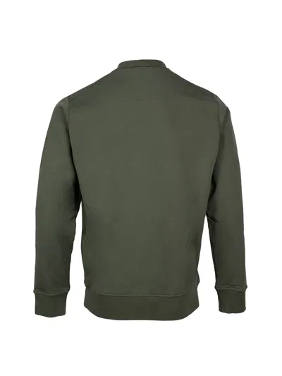 Shop Stone Island Sage Green Cotton Sweatshirt With Signature Compass Motif And Ribbed Trim