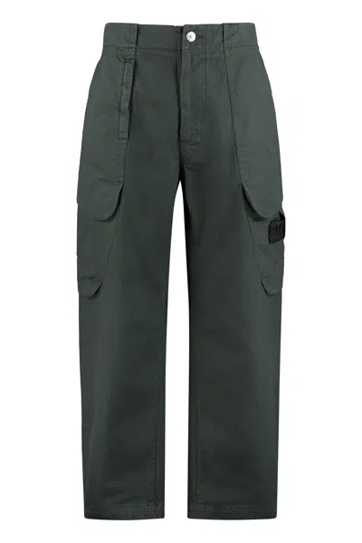Shop Stone Island Shadow Project Green Multi-pocket Cotton Trousers For Men